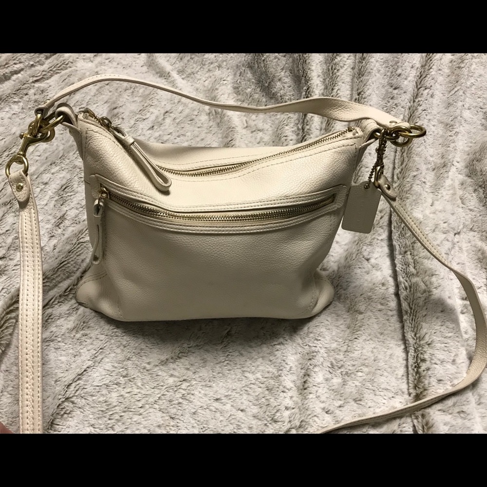Cream Leather Coach Crossbody purse